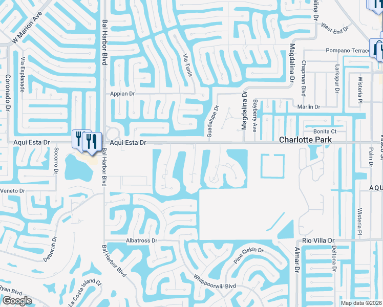 map of restaurants, bars, coffee shops, grocery stores, and more near 1431 Aqui Esta Drive in Punta Gorda