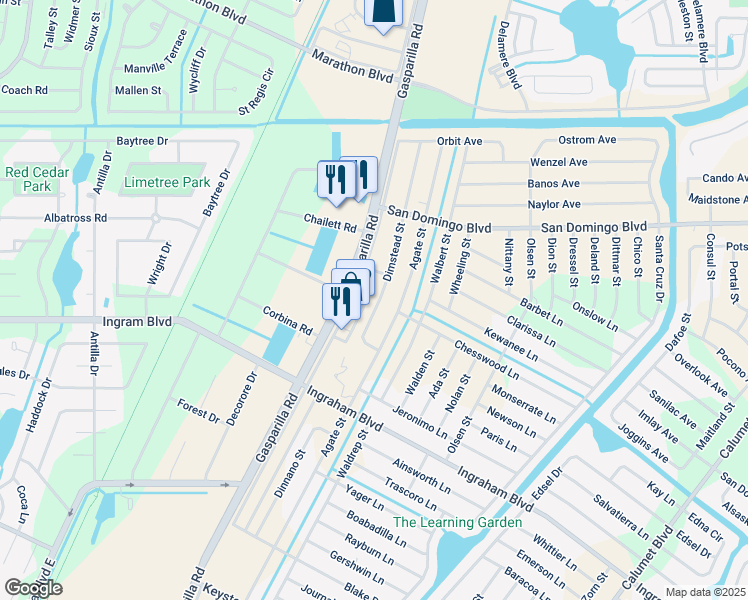 map of restaurants, bars, coffee shops, grocery stores, and more near 8226 Dimstead Street in Port Charlotte