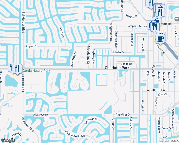 map of restaurants, bars, coffee shops, grocery stores, and more near 1217 Aqui Esta Drive in Punta Gorda