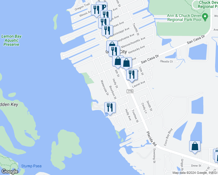 map of restaurants, bars, coffee shops, grocery stores, and more near 2984 4th Street in Englewood