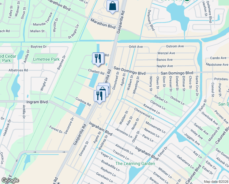 map of restaurants, bars, coffee shops, grocery stores, and more near 8226 Dimstead Street in Port Charlotte