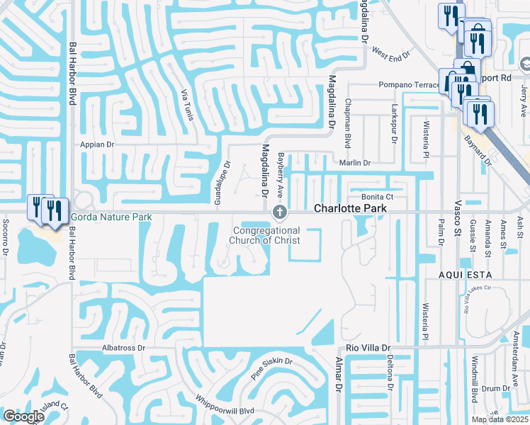 map of restaurants, bars, coffee shops, grocery stores, and more near 1266 Aqui Esta Drive in Punta Gorda