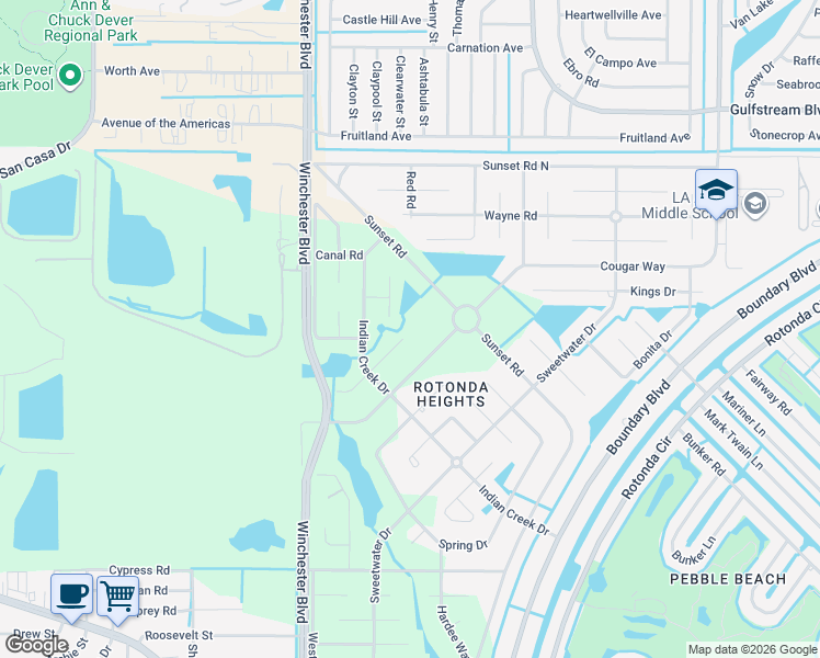 map of restaurants, bars, coffee shops, grocery stores, and more near 132 Hunter Road in Rotonda West