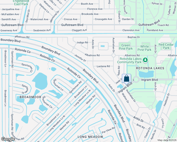 map of restaurants, bars, coffee shops, grocery stores, and more near 705 Boundary Boulevard in Rotonda West