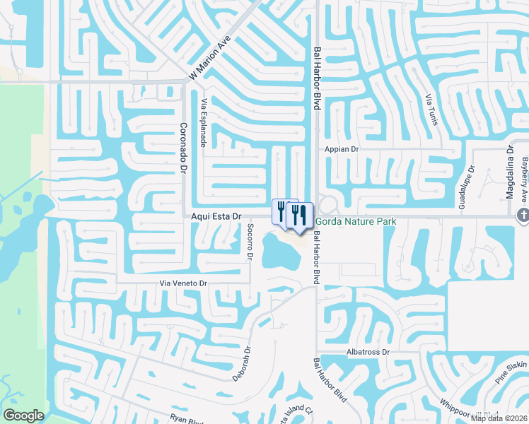 map of restaurants, bars, coffee shops, grocery stores, and more near 1980 Aqui Esta Drive in Punta Gorda