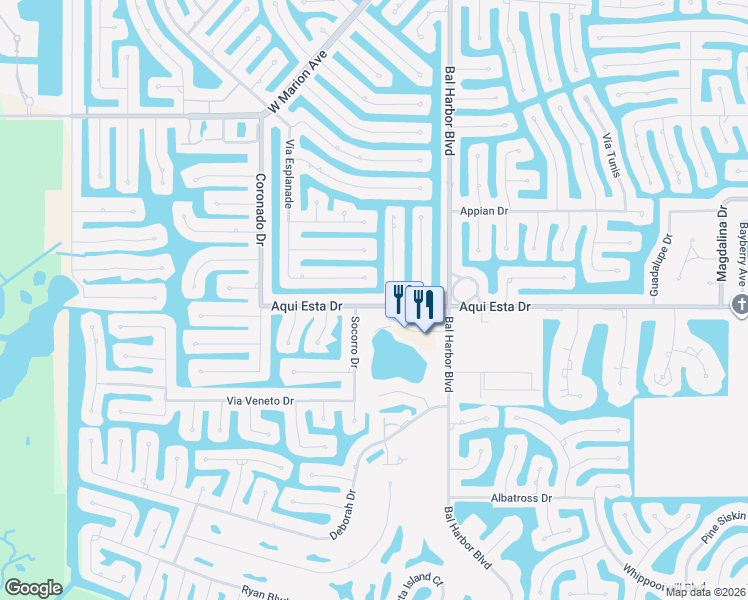 map of restaurants, bars, coffee shops, grocery stores, and more near 1980 Aqui Esta Drive in Punta Gorda