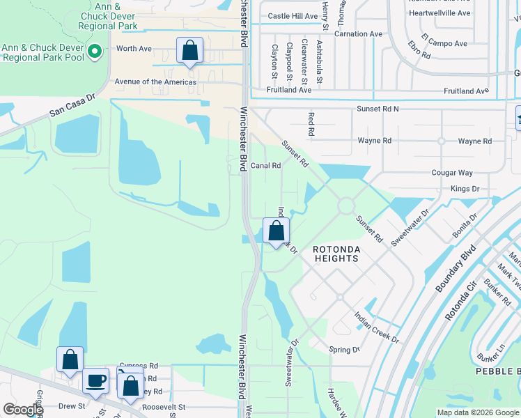 map of restaurants, bars, coffee shops, grocery stores, and more near 104 Bebb Ct in Rotonda West