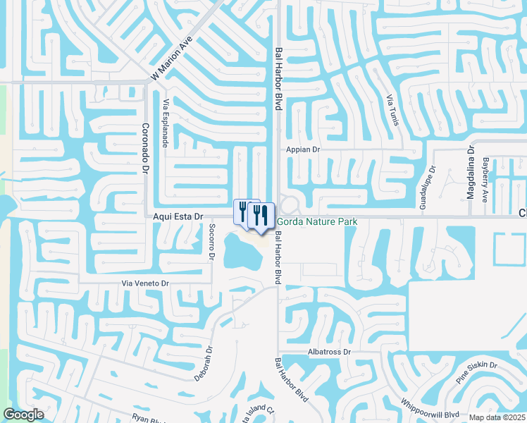 map of restaurants, bars, coffee shops, grocery stores, and more near 1098 Cimarron Drive in Punta Gorda