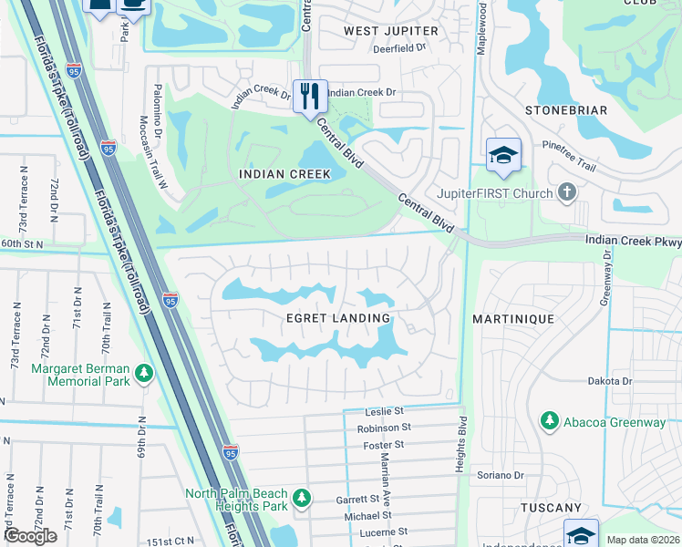 map of restaurants, bars, coffee shops, grocery stores, and more near 501 Cocoplum Drive South in Jupiter