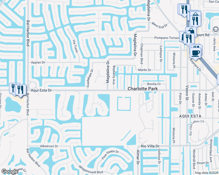 map of restaurants, bars, coffee shops, grocery stores, and more near 3114 Magdalina Drive in Punta Gorda