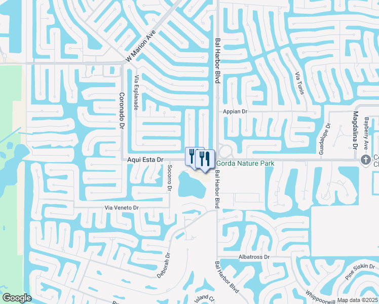 map of restaurants, bars, coffee shops, grocery stores, and more near 999 Messina Drive in Punta Gorda