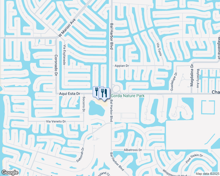 map of restaurants, bars, coffee shops, grocery stores, and more near 1099 Bal Harbor Boulevard in Punta Gorda