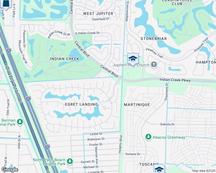 map of restaurants, bars, coffee shops, grocery stores, and more near 1028 Egret Circle North in Jupiter