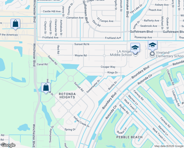 map of restaurants, bars, coffee shops, grocery stores, and more near 115 Kings Drive in Rotonda West