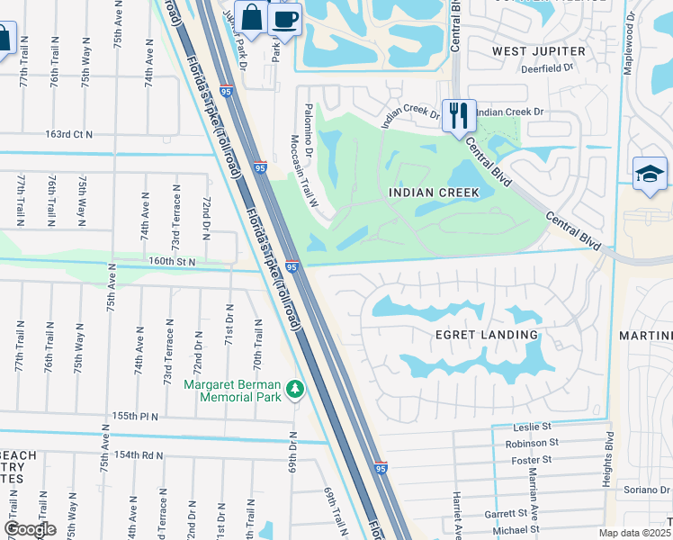 map of restaurants, bars, coffee shops, grocery stores, and more near 346 King Fisher Drive in Jupiter