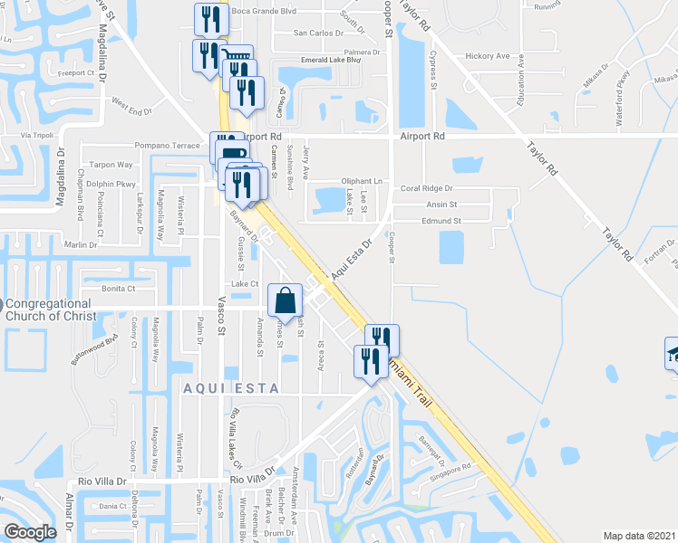 map of restaurants, bars, coffee shops, grocery stores, and more near 3035 Tamiami Trail in Punta Gorda