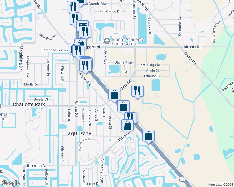 map of restaurants, bars, coffee shops, grocery stores, and more near 3035 Tamiami Trail in Punta Gorda