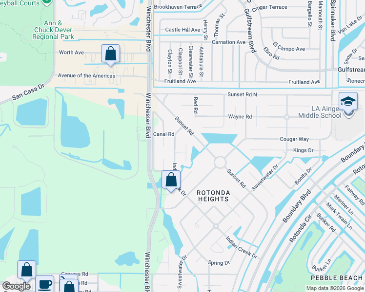 map of restaurants, bars, coffee shops, grocery stores, and more near 276 Indian Creek Drive in Rotonda West