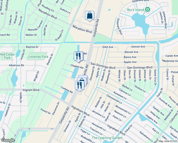 map of restaurants, bars, coffee shops, grocery stores, and more near 8160 Wiltshire Drive in Port Charlotte
