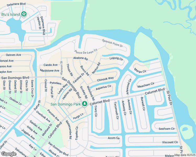 map of restaurants, bars, coffee shops, grocery stores, and more near 15308 Chinook Way in Port Charlotte