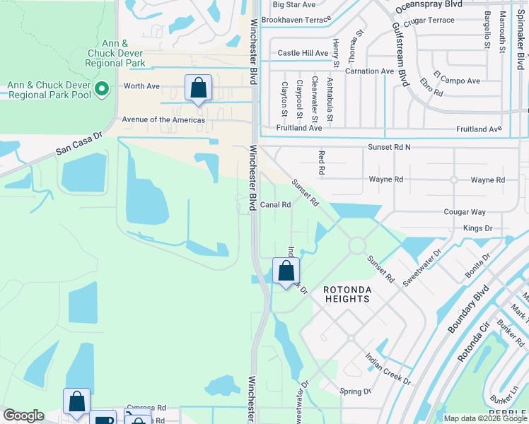 map of restaurants, bars, coffee shops, grocery stores, and more near 199 Sesame Road East in Rotonda West