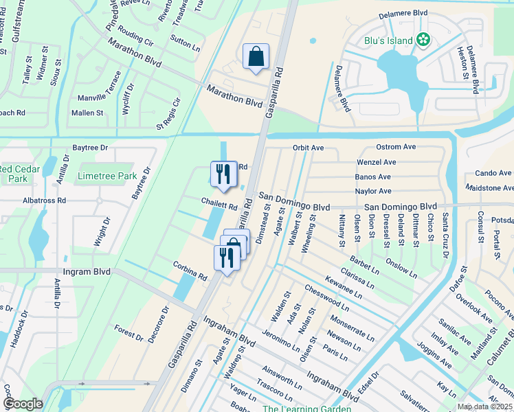 map of restaurants, bars, coffee shops, grocery stores, and more near 8160 Wiltshire Drive in Port Charlotte