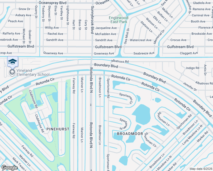 map of restaurants, bars, coffee shops, grocery stores, and more near 6 Broadmoor Lane in Rotonda West