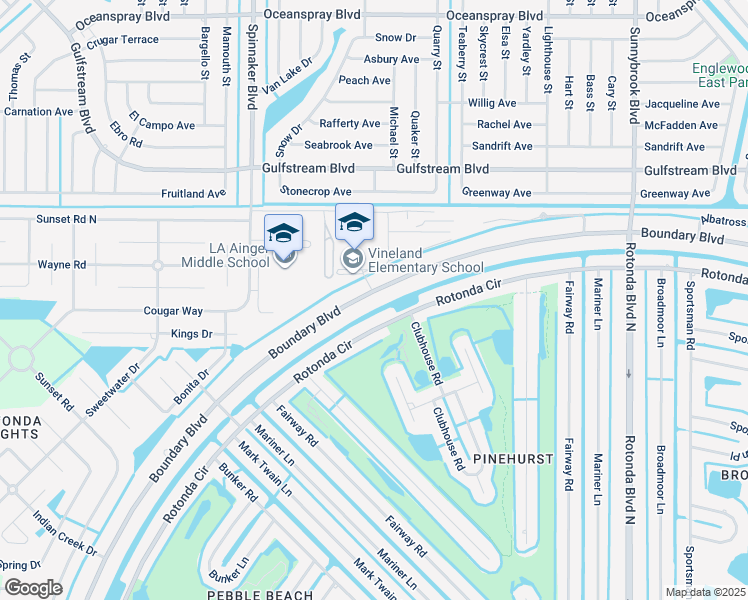 map of restaurants, bars, coffee shops, grocery stores, and more near 463 Boundary Boulevard in Rotonda West