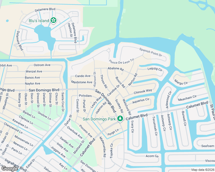 map of restaurants, bars, coffee shops, grocery stores, and more near 8110 Thruso Road in Port Charlotte