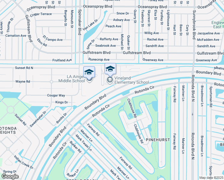 map of restaurants, bars, coffee shops, grocery stores, and more near 463 Boundary Boulevard in Rotonda West