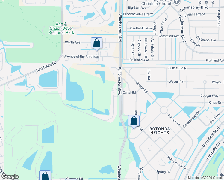 map of restaurants, bars, coffee shops, grocery stores, and more near 7525 Winchester Boulevard in Englewood
