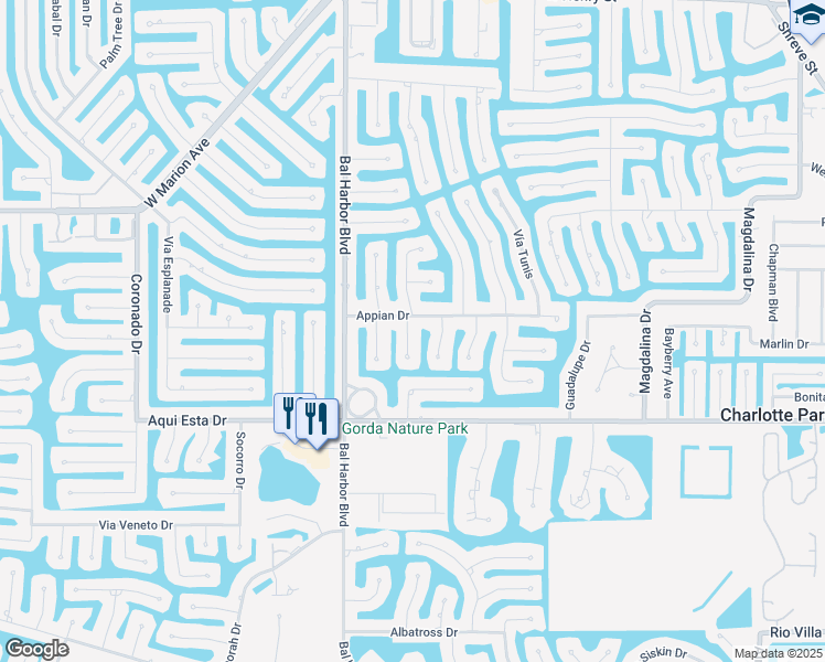 map of restaurants, bars, coffee shops, grocery stores, and more near 920 Lassino Court in Punta Gorda