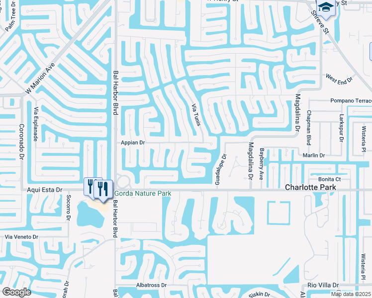 map of restaurants, bars, coffee shops, grocery stores, and more near 911 Juno Drive in Punta Gorda