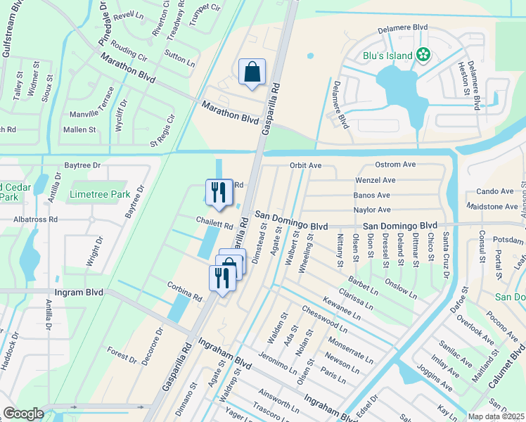 map of restaurants, bars, coffee shops, grocery stores, and more near 8106 Wiltshire Drive in Port Charlotte
