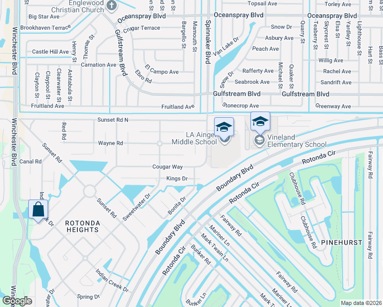 map of restaurants, bars, coffee shops, grocery stores, and more near 104 Sidney Court in Rotonda West