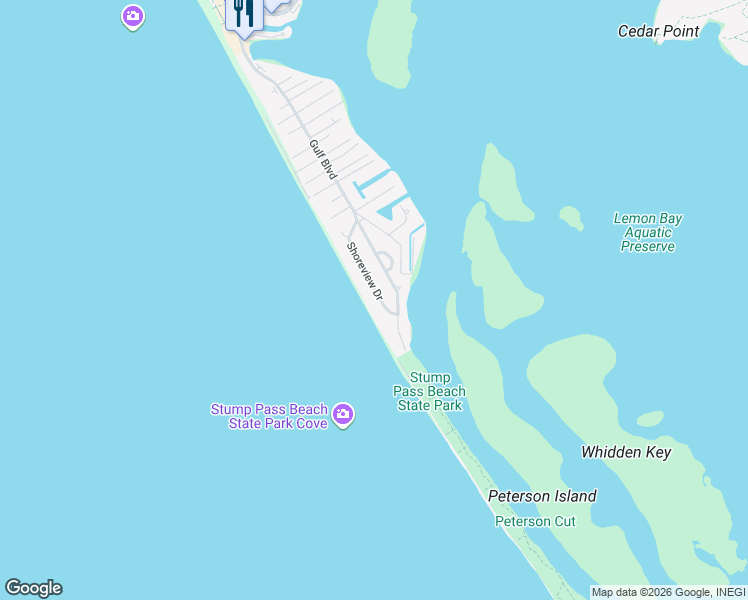 map of restaurants, bars, coffee shops, grocery stores, and more near 1080 Shoreview Drive in Englewood