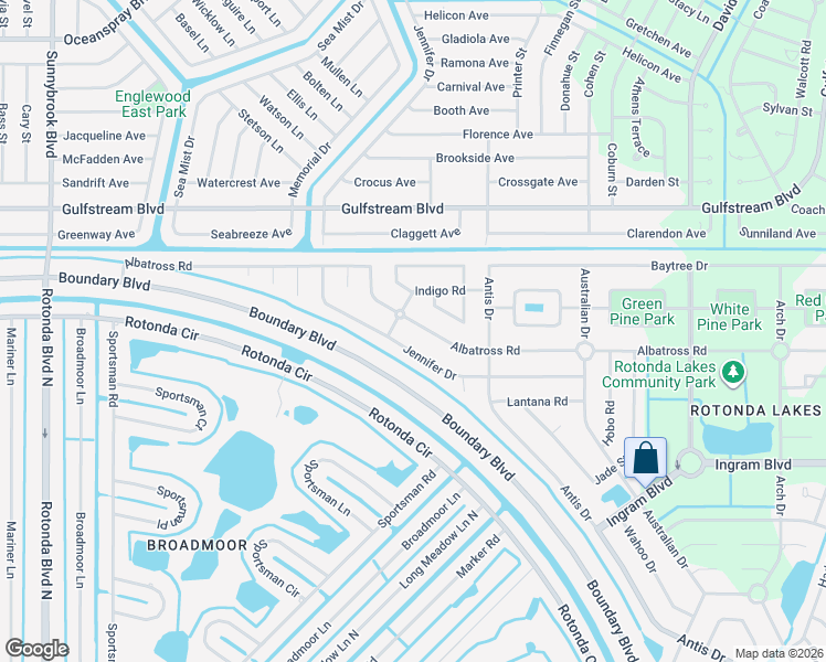map of restaurants, bars, coffee shops, grocery stores, and more near 154 Jennifer Drive in Rotonda West