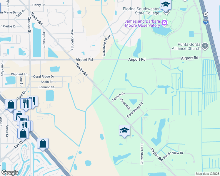 map of restaurants, bars, coffee shops, grocery stores, and more near 3110 Taylor Road in Punta Gorda