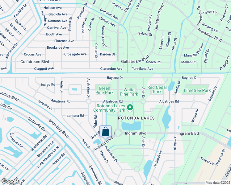 map of restaurants, bars, coffee shops, grocery stores, and more near 332 Albatross Road in Rotonda West