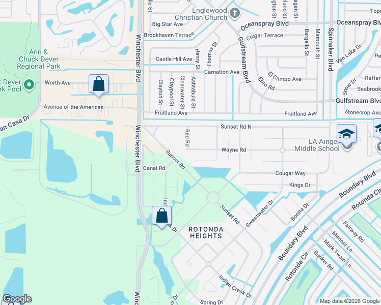 map of restaurants, bars, coffee shops, grocery stores, and more near 101 Garland Way in Rotonda West