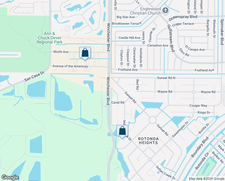 map of restaurants, bars, coffee shops, grocery stores, and more near 165 Sesame Road East in Rotonda West