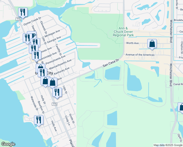 map of restaurants, bars, coffee shops, grocery stores, and more near 7238 San Casa Drive in Englewood