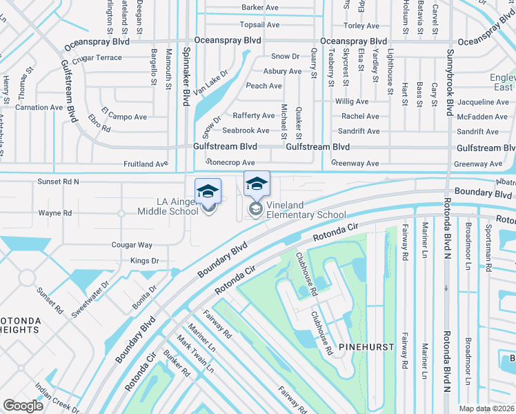 map of restaurants, bars, coffee shops, grocery stores, and more near 469 Boundary Boulevard in Rotonda West