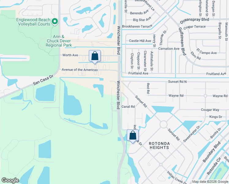 map of restaurants, bars, coffee shops, grocery stores, and more near 166 Sesame Road West in Rotonda West
