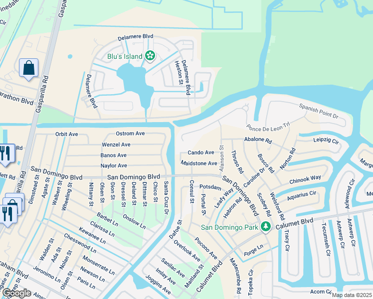 map of restaurants, bars, coffee shops, grocery stores, and more near 14314 Cando Avenue in Port Charlotte