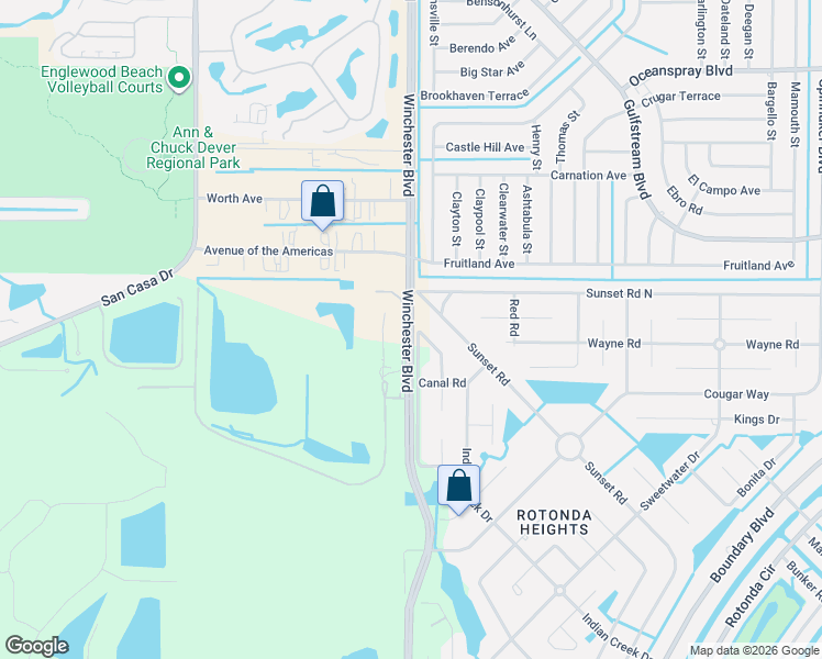map of restaurants, bars, coffee shops, grocery stores, and more near 166 Sesame Road West in Rotonda West