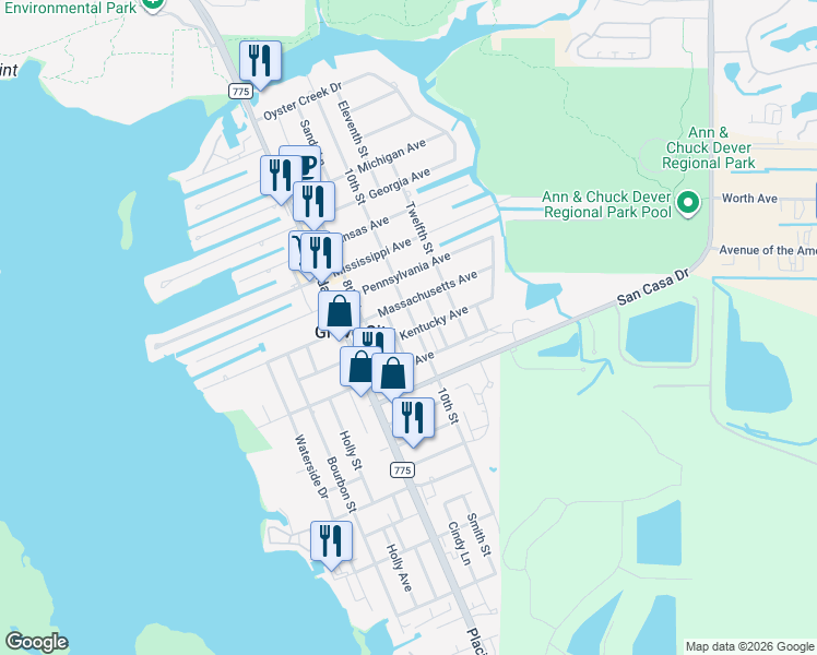 map of restaurants, bars, coffee shops, grocery stores, and more near 2821 10th Street in Englewood