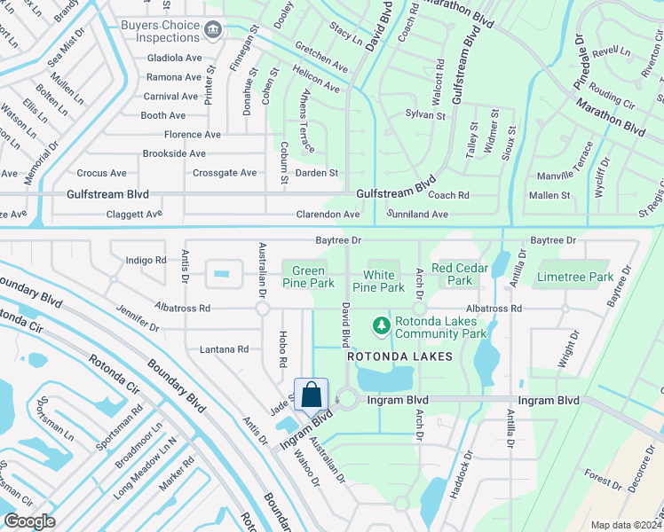 map of restaurants, bars, coffee shops, grocery stores, and more near 140 Green Pine Park in Rotonda West