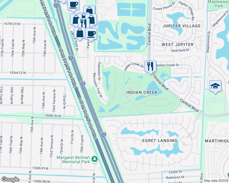 map of restaurants, bars, coffee shops, grocery stores, and more near 1132 Keystone Drive in Jupiter