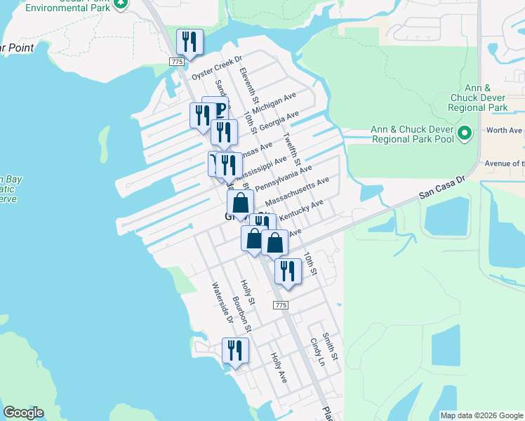 map of restaurants, bars, coffee shops, grocery stores, and more near 2810 9th Street in Grove City